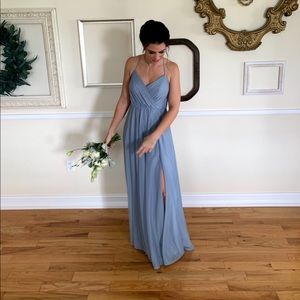 Azazie Darcy Dusty Blue size 2 Bridesmaid Dress